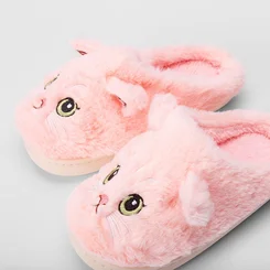 Pantufa Aberta Infantil Stz Bordado Gato Rosa