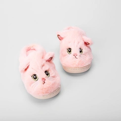 Pantufa Aberta Infantil Stz Bordado Gato Rosa