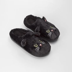 Pantufa Aberta Stz Bordado Gato Preto