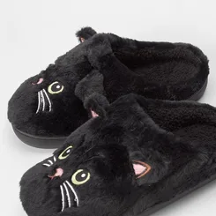 Pantufa Aberta Stz Bordado Gato Preto