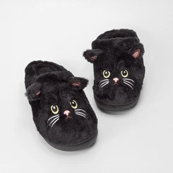 Pantufa Aberta Stz Bordado Gato Preto
