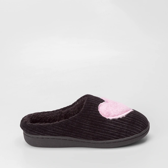 Pantufa Aberta Stz Cotele Coração Preto