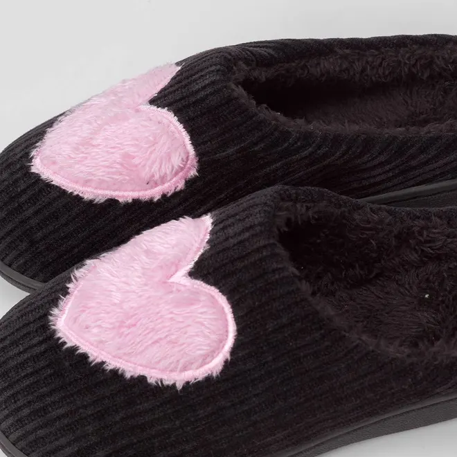 Pantufa Aberta Stz Cotele Coração Preto