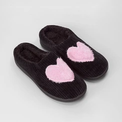 Pantufa Aberta Stz Cotele Coração Preto