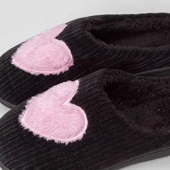 Pantufa Aberta Stz Cotele Coração Preto