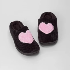 Pantufa Aberta Stz Cotele Coração Preto