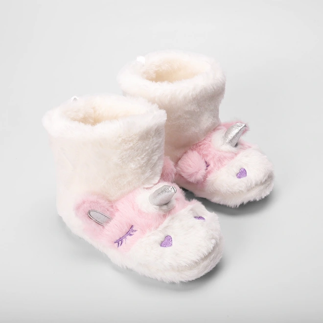 Pantufa Botinha Infantil Stz Unicórnio Branco