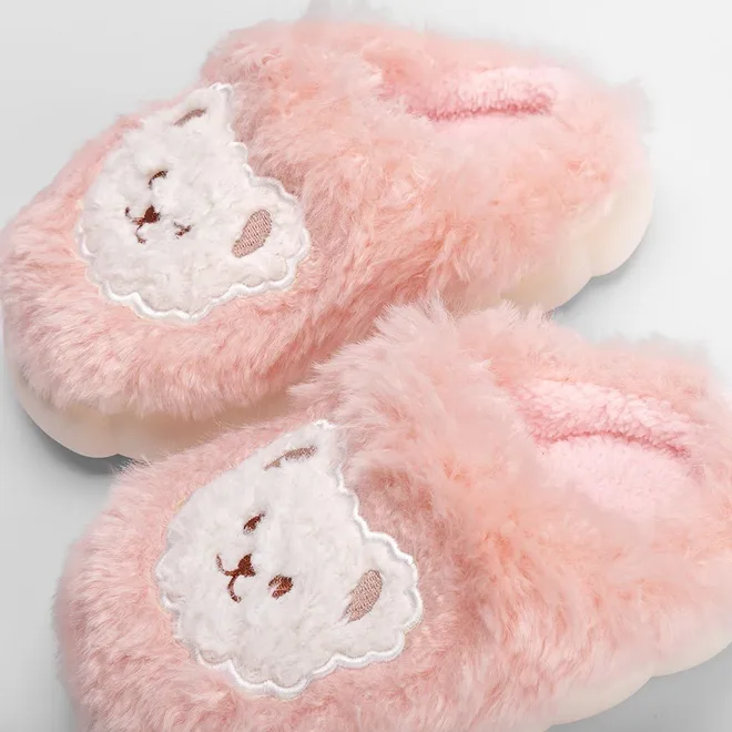 Pantufa Aberta Infantil Stz Bordado Urso Rosa