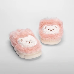 Pantufa Aberta Infantil Stz Bordado Urso Rosa