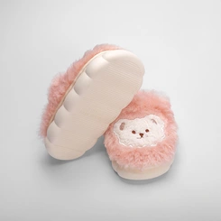 Pantufa Aberta Infantil Stz Bordado Urso Rosa