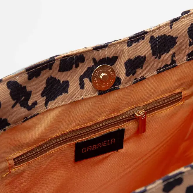Bolsa Shopping Bag Gabriela Tecido Onça Caramelo