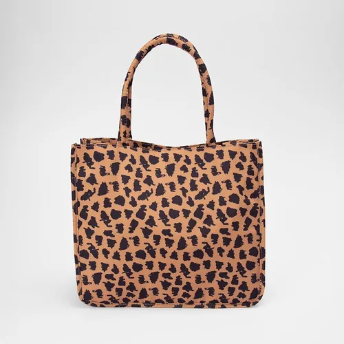 Bolsa Shopping Bag Gabriela Tecido Onça Caramelo
