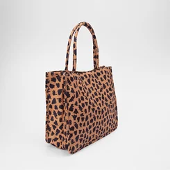 Bolsa Shopping Bag Gabriela Tecido Onça Caramelo