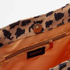 Bolsa Shopping Bag Gabriela Tecido Onça Caramelo