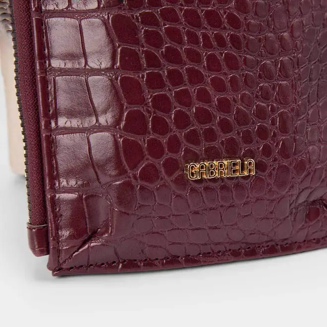 Bolsa Porta Celular Gabriela Croco Alça Corrente Vinho
