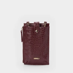 Bolsa Porta Celular Gabriela Croco Alça Corrente Vinho