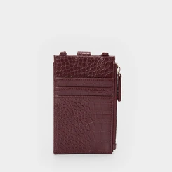 Bolsa Porta Celular Gabriela Croco Alça Corrente Vinho