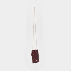Bolsa Porta Celular Gabriela Croco Alça Corrente Vinho