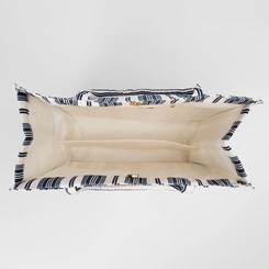 Bolsa Shopping Bag Gabriela Tecido Listras Off White