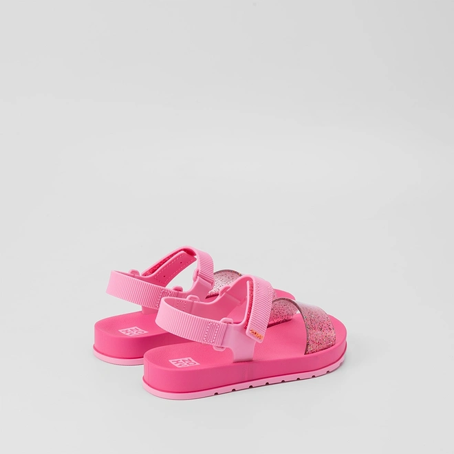 Sandália Papete Infantil Zaxy Way Tira Contato Glitter Rosa