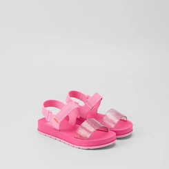 Sandália Papete Infantil Zaxy Way Tira Contato Glitter Rosa
