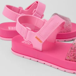Sandália Papete Infantil Zaxy Way Tira Contato Glitter Rosa