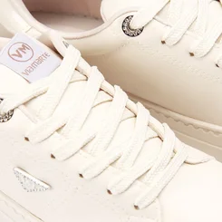 Tênis Casual Feminino Via Marte Detalhe Strass Bege