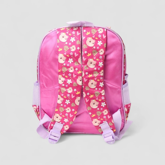 Mochila Infantil Yins Leão Bolso Frontal Rosa