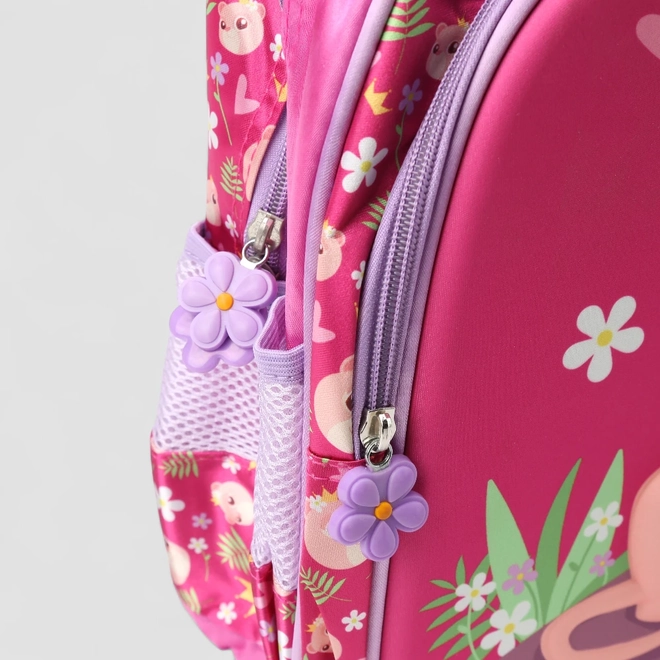 Mochila Infantil Yins Leão Bolso Frontal Rosa