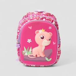 Mochila Infantil Yins Leão Bolso Frontal Rosa