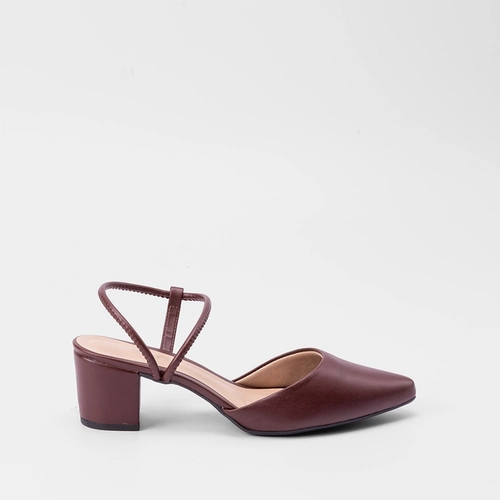 Scarpin Slingback Penélope Salto Grosso Elástico Vinho
