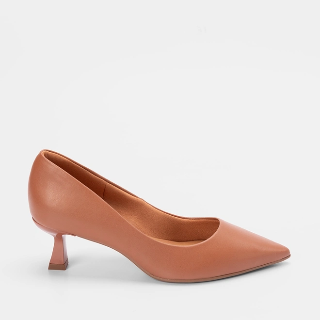 Scarpin Feminino Gabriela Salto Flare Caramelo