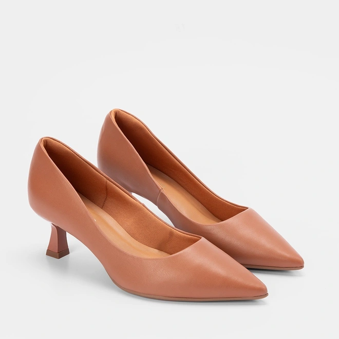 Scarpin Feminino Gabriela Salto Flare Caramelo