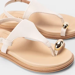 Sandália Rasteira Feminina Beira Rio Detalhe Bold Off White
