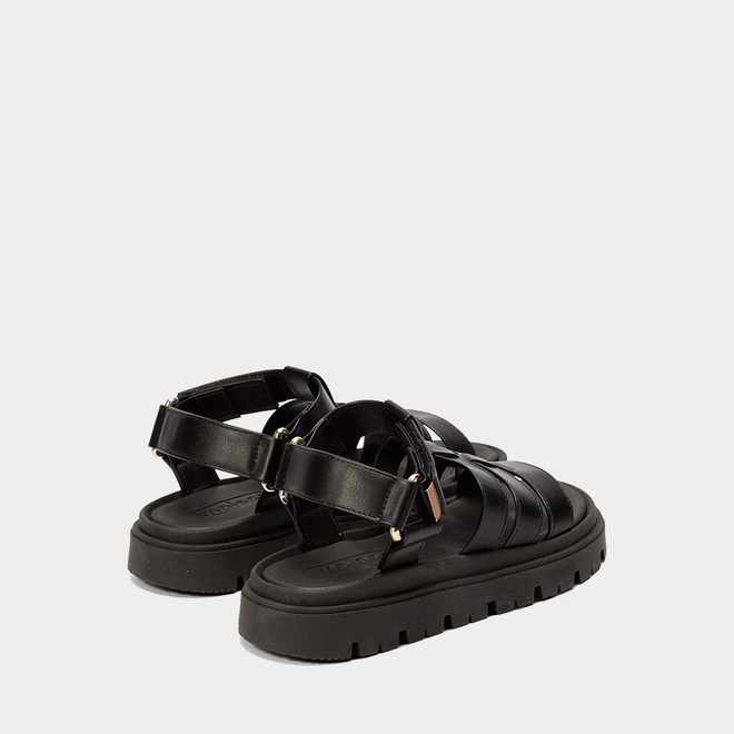 Sandália Aranha Feminina Moleca Flatform Tratorada Preto