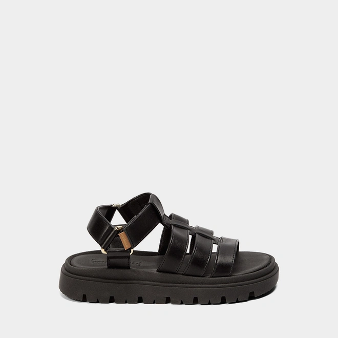 Sandália Aranha Feminina Moleca Flatform Tratorada Preto