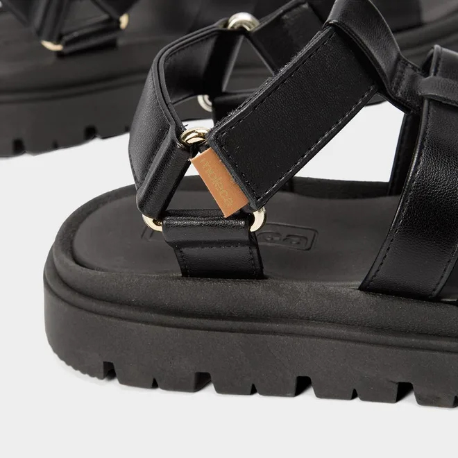 Sandália Aranha Feminina Moleca Flatform Tratorada Preto