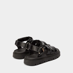 Sandália Aranha Feminina Moleca Flatform Tratorada Preto
