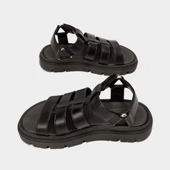 Sandália Aranha Feminina Moleca Flatform Tratorada Preto