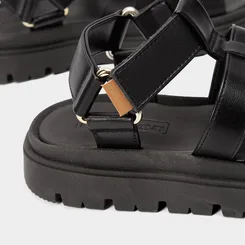 Sandália Aranha Feminina Moleca Flatform Tratorada Preto