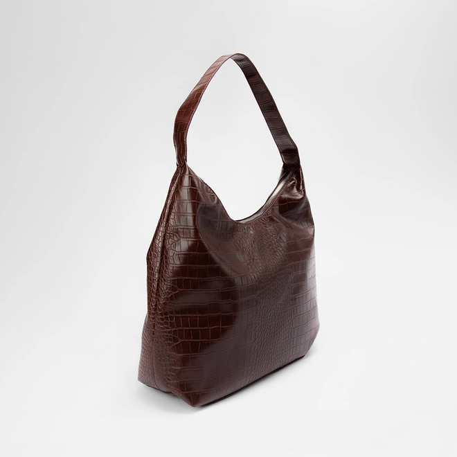 Bolsa Hobo Penélope Grande Croco Marrom