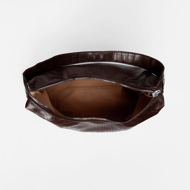 Bolsa Hobo Penélope Grande Croco Marrom