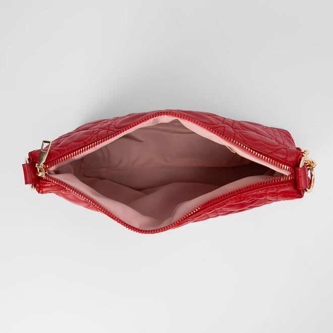 Bolsa Baguete Penélope Pespontos Coração Vermelho