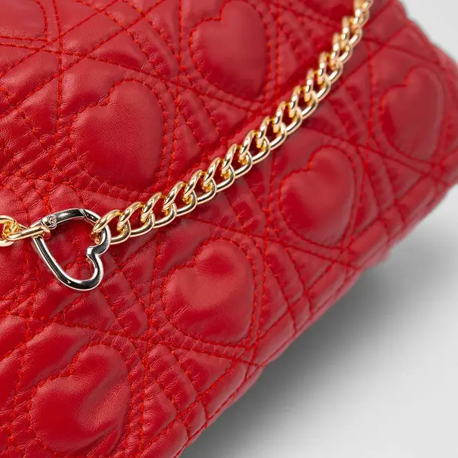 Bolsa Baguete Penélope Pespontos Coração Vermelho