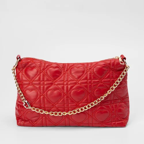 Bolsa Baguete Penélope Pespontos Coração Vermelho
