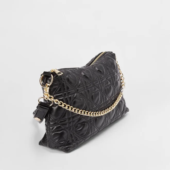 Bolsa Baguete Penélope Pespontos Coração Preto