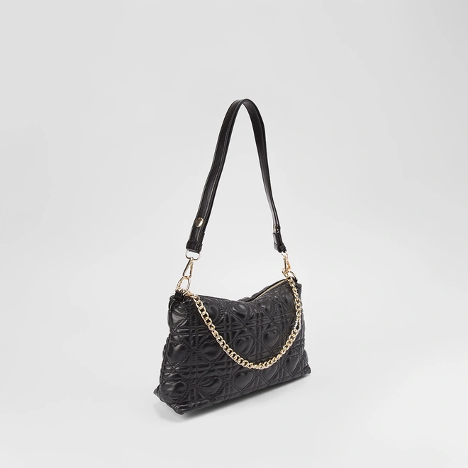 Bolsa Baguete Penélope Pespontos Coração Preto