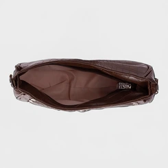 Bolsa Baguete Penélope Pequena Croco & Rebites Marrom