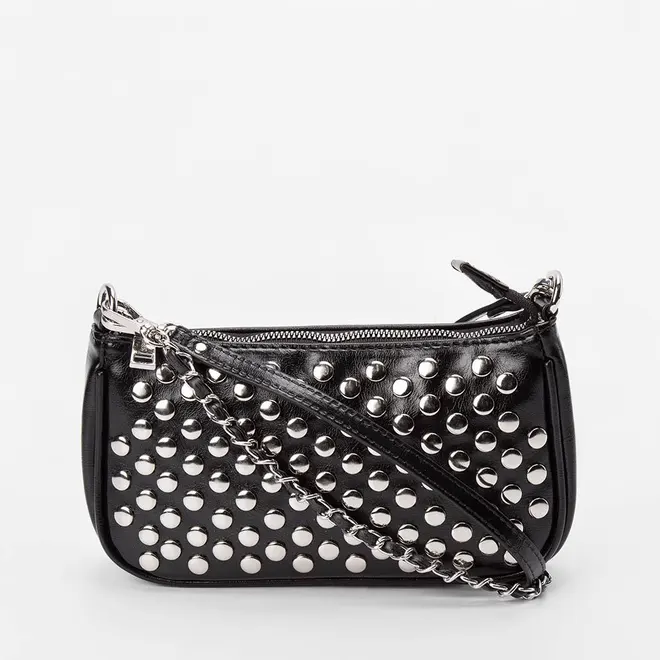 Bolsa Baguete Gabriela Pequena Tachas Preto