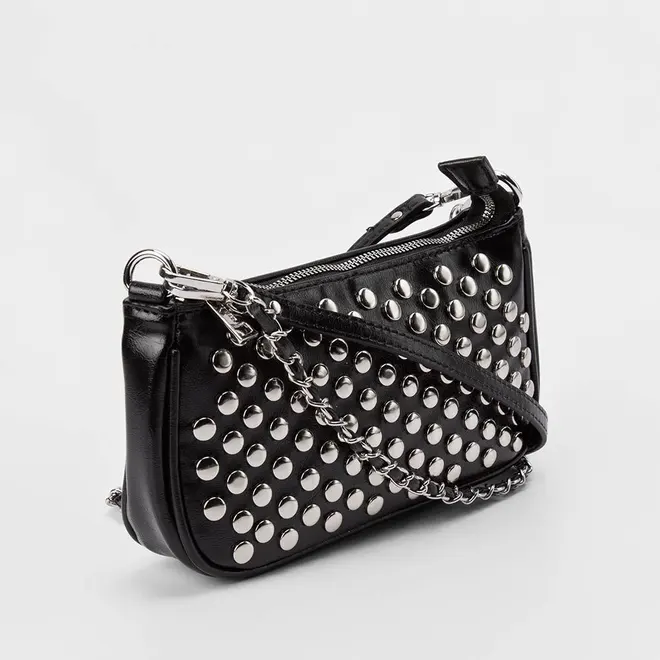 Bolsa Baguete Gabriela Pequena Tachas Preto